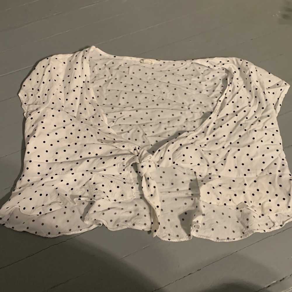 Black polkadot tie top